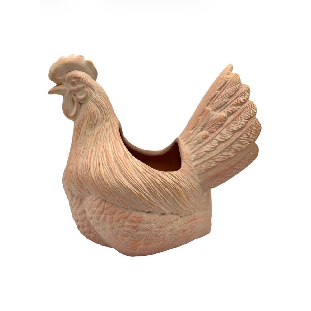 Terracotta Chicken Hen Rooster Planter Pot Country Farmhouse Garden Decor